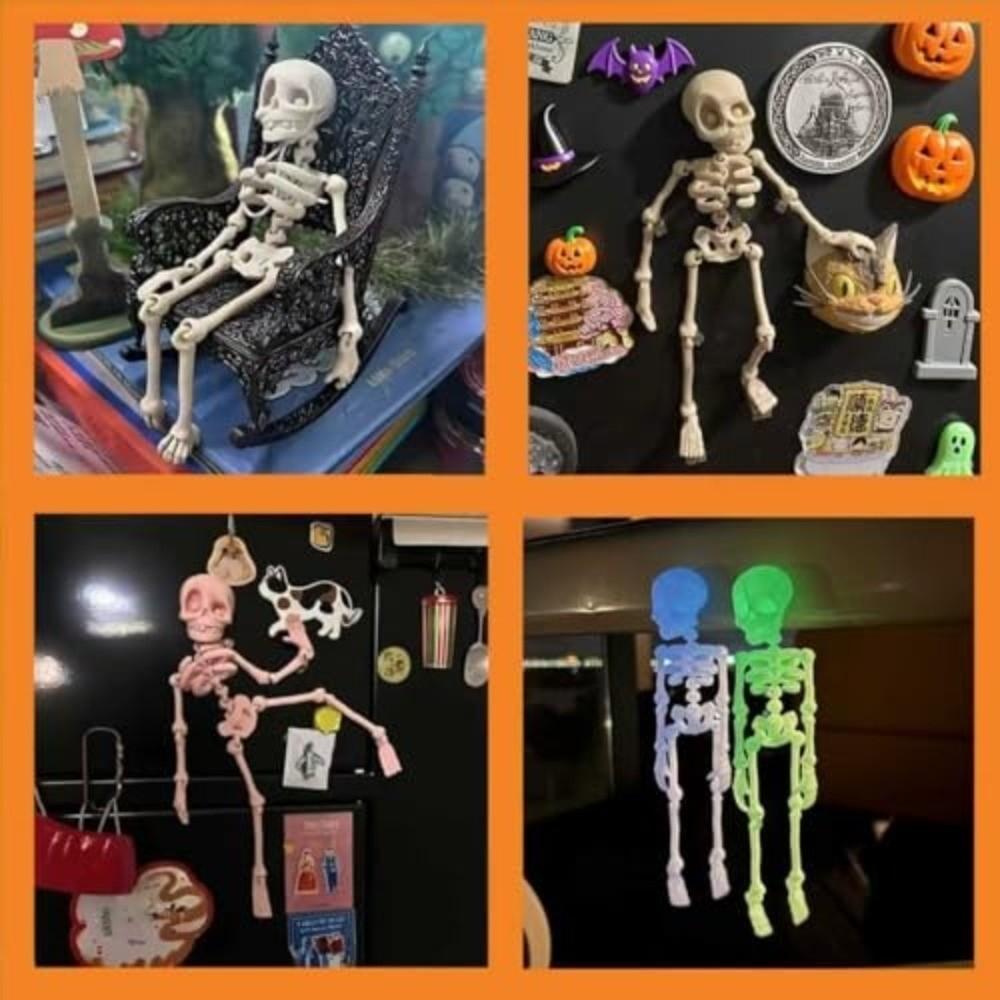 Movable Joints Skull Fridge Magnets Poseable Decorative Magnets  Halloween Decoration