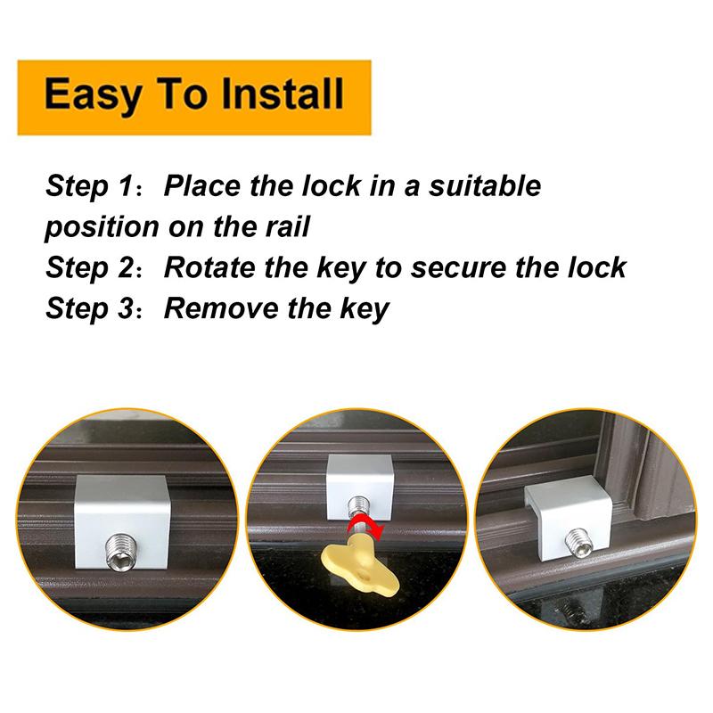 1/4pcs Door Window Lock Stopper Adjustable Security Window Door Lock with Key Wrench Door Frame Security Lock Children Guards