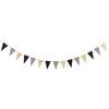 Golden Black Triangle Banner Decorations New Years Pennant Bunting Signs Decoration for Birthday Gatsby Party Nursery Anniversary Graduation Decor
