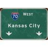 Metal Sign Retro West Kansas City Interstate 70 Road Sign Indicating Bar Club Cafe Garage Home Restaurant Wall Decor Art Poster Airport Highway Sign