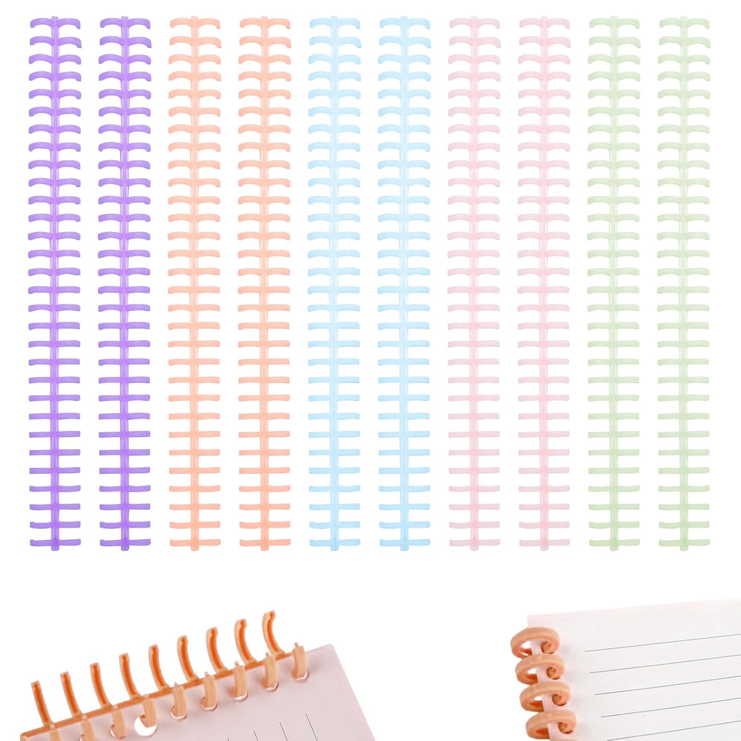 NICENEEDED 10 Pcs Plastic Binder Combs, Colorful Comb Binding Spines and Easy to Open Close Adding Pages for Binding Machine, Spiral Sinding Spine