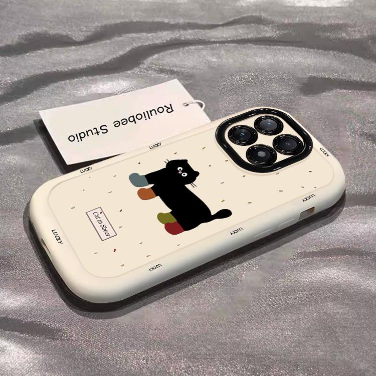 Ink-splashed Cat Suitable for Apple 15 Mobile Phone Case New Iphone14promax Puff 13 Women 16 8p Cartoon