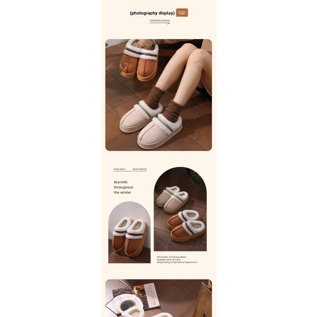 Cotton Slippers Women's Winter New Fashionable and Comfortable Thick Sole, Casual Home Plush Slippers