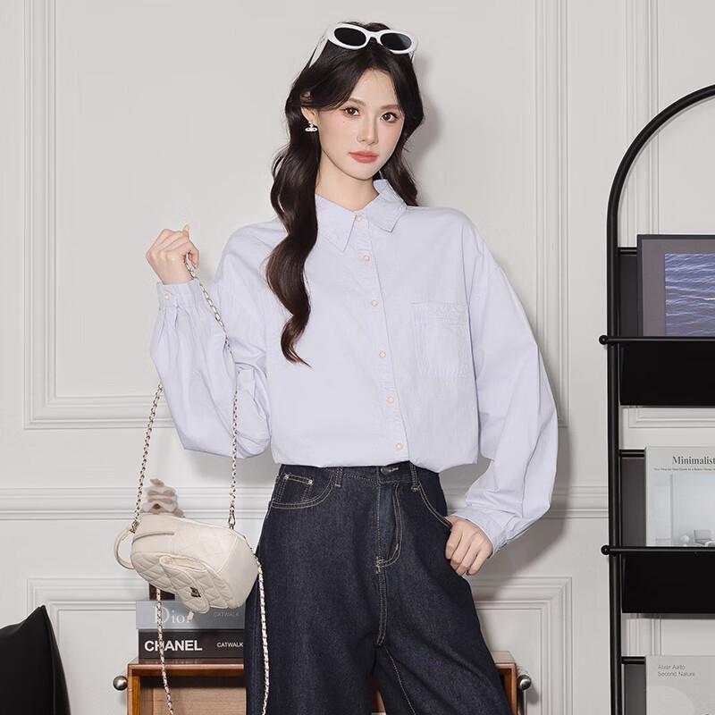 Women s Loose Fit Long-Sleeve Casual Shirt Jacket One Size