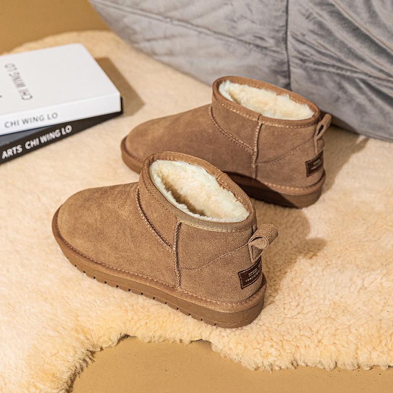 Women's 2025 Winter Rain and Snow Boots - Leather, Fur-Integrated, Warm, Non-Slip, Genuine Leather Short Boots