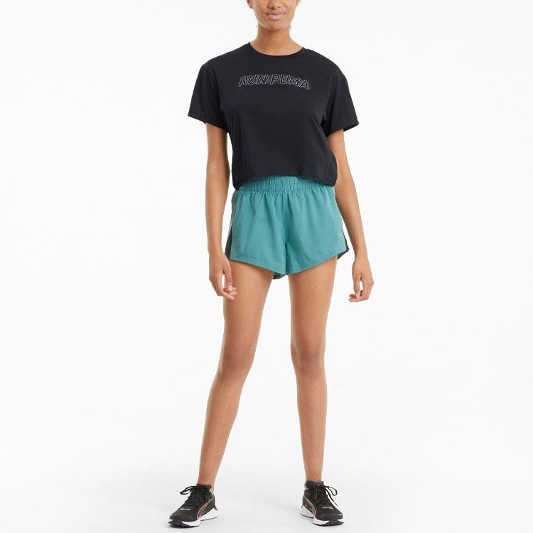 Puma Run Cooladapt Reflective Print Running Training Short Sleeve T-Shirt Women Tops Black 520194-01