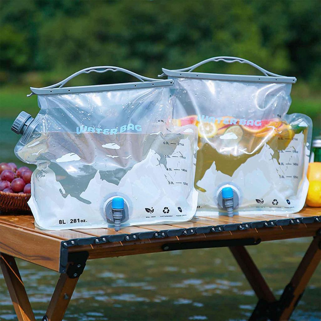 Wasserspeicherbeutel Tragbarer Wasserspeicherbehälter 8L Faltbarer Auslaufsicherer Träger für Prepper Outdoor Reisen Garten Autos Zuhause