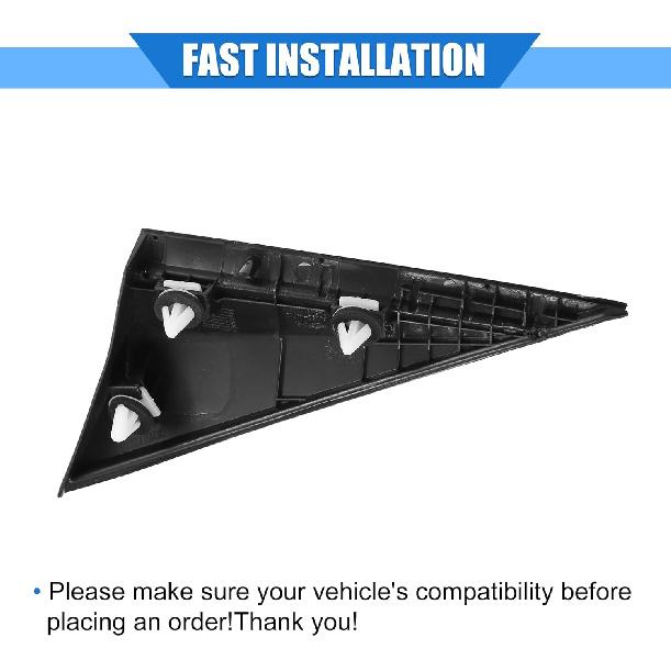 2pcs Mirror Corner Triangle mudguard Cover Compatible for Hyundai Elantra 2014 2015 2016, Durable Plastic Black Silver Tone Front Left Right Side