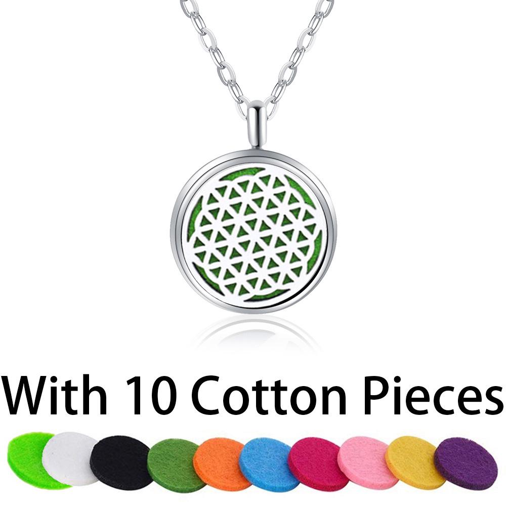 12mm Round Tree of Life Titanium Aromatherapy Diffuser Necklace Set Stainless Steel № 6