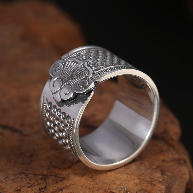 Retro Auspicious Cloud Ring Inel deschis pentru bărbați Inel unic pentru bărbați Inel Auspicious Thimble
