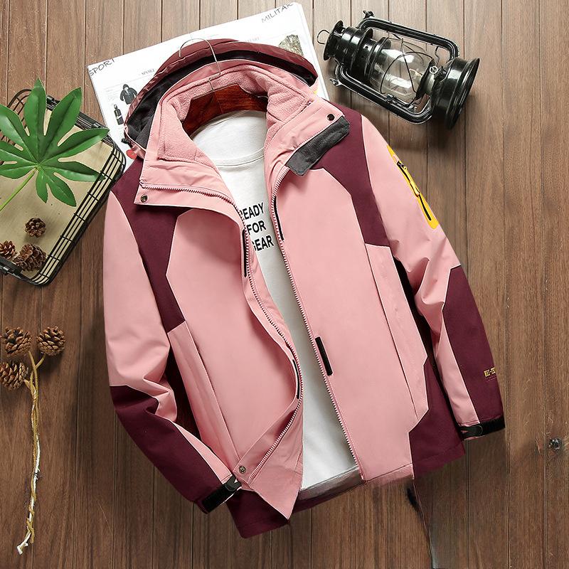 Spring and Winter Outdoor Jacket Men's and Women's Detachable Two-piece Thick Windproof Waterproof Mountaineering Clothing
