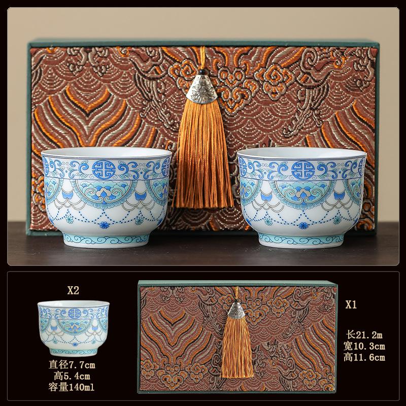 Blue and white bucket color tea cup New Chinese ceramic personal master cup Home office hospitality tea set Press hand small teacup