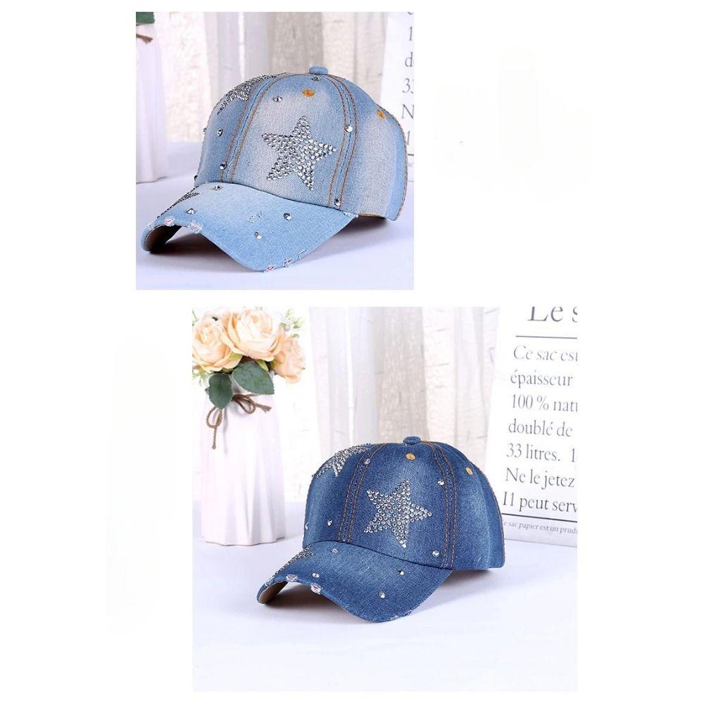 Adjustable Rhinestone Baseball Cap Sunshade Cotton Denim Baseball Cap 2025 Sequins Sports Hat