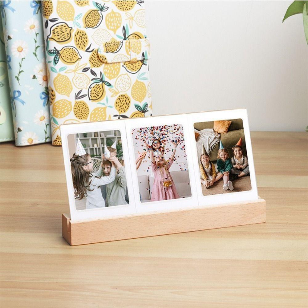 3 In 1 LED Light Photo Frame Clear Acrylic 3 Inch Photo Instant Picture Frame Widely Use 3 Openings Tabletop Photo Display Rack