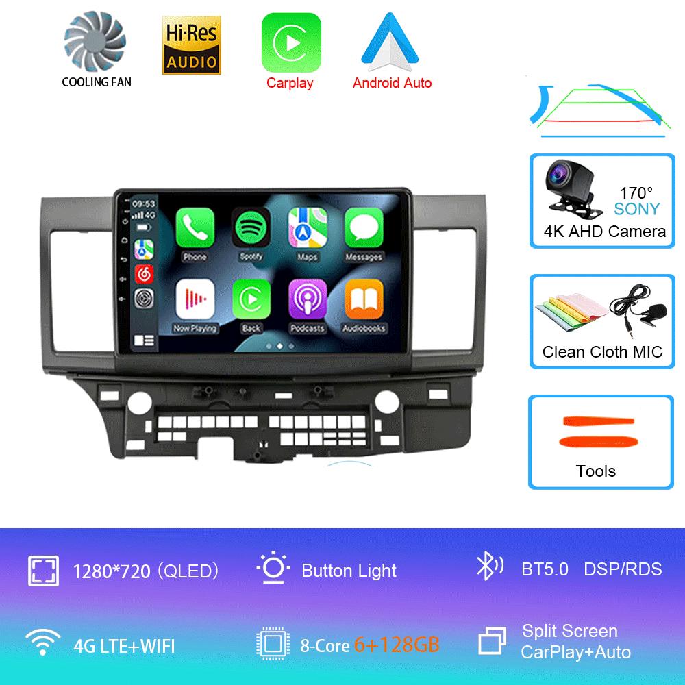 For Mitsubishi Lancer 2007-2012 Android 14 4G Car Radio Car Radio Multimidia Video Player Navigation GPS 2din 2 Din Carplay