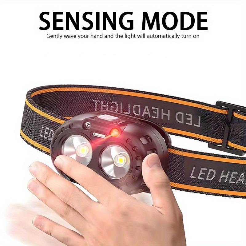 Mini LED Induction Headlight Rechargeable Headband with Adjustable Angle Searchlight for Hiking, Maintenance, Reading, Emergency Use