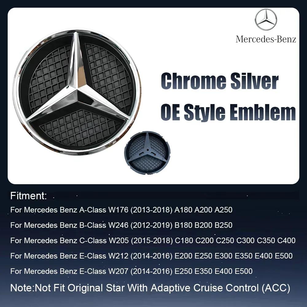 

Car Sticker For Mercedes Benz Front Grill Mirror Emblem Glossy Black And Chrome Silver 3D Style Emblems For Mercedes Benz A B C