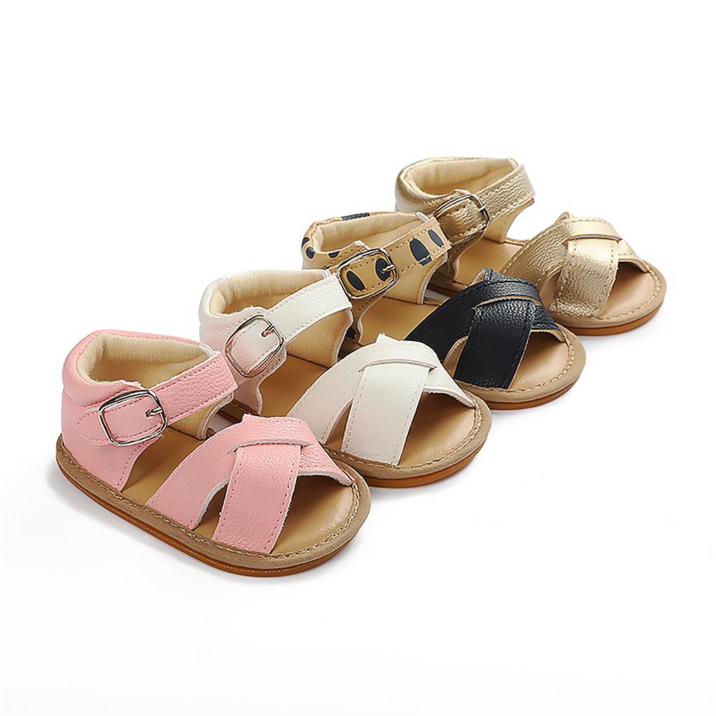1 Pair Baby Sandals Newborn Babies Girls Non\-slip Open Toe Design Walking Sandals Leather Shoes