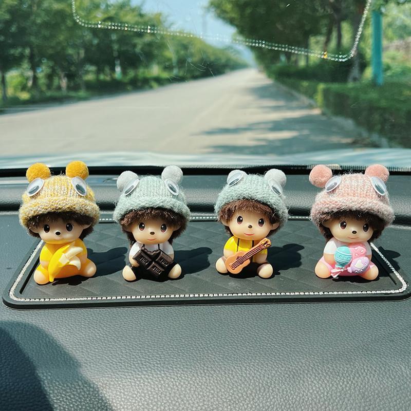 Mini figurky Monchhichi Roztomilé ozdoby Monchchi na stůl Sedící Monkiki Dekorace na palubní desku Model figurky Dětské dárky