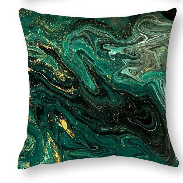 Home Decor Malachite & Gold Marbled Pattern Pillow Covers Pattern Cushion Cover Suitable For Sofa Bedroom Car Pillow Cover