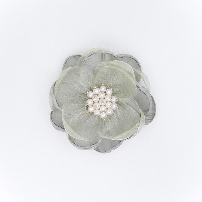 5Pcs 3D Beaded Center Chiffon Artificial Flowers for DIY Sewing Garment Patch Photo Prop Party Decoration