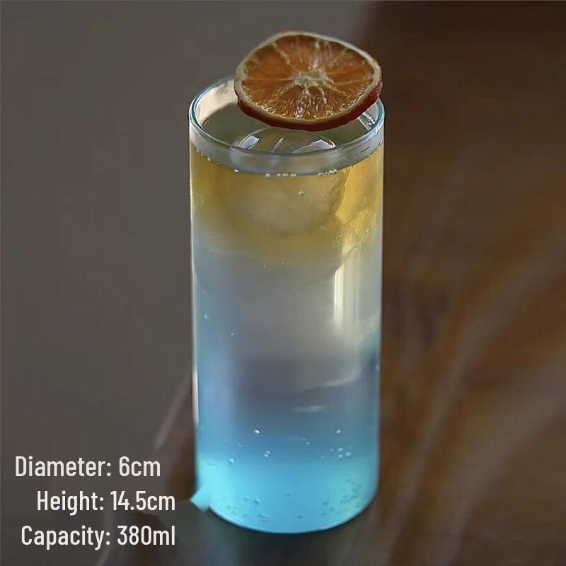 Transparent Glass Beverage Cup 380ml Thin Straight Cup