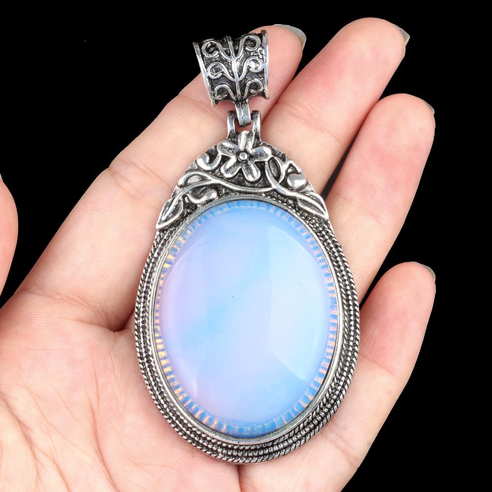 ET of gemtone crystal agate semi-precious stone alloy inlaid gemstone pendant, jewelry