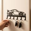 Wrought Iron Metal Car Key Holder Black Minimal Cutout Race Car Hook Wall Mount Key Rack Bathroom