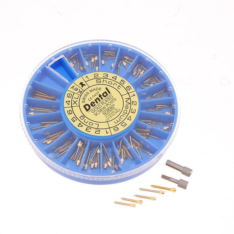 120 Pcs/Box Dental Endodontic Conical Screw Post Endo Root Canal Pins Pure Titanium Gold Plated Stainless Steel Material