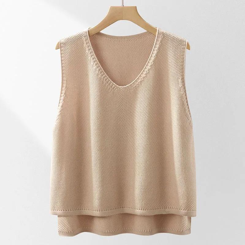 Knitted Vest Women Oversize Undershirt Sleeveless Tops Loose Sweater Vest Thickened Casual Round Neck Vest