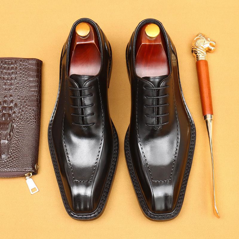 [Pre-Sale Non-Spot] Business Dress Leather Shoes Men'S Soft-Soled Professional Work Shoes Pointed British Retro Oxford Shoes
