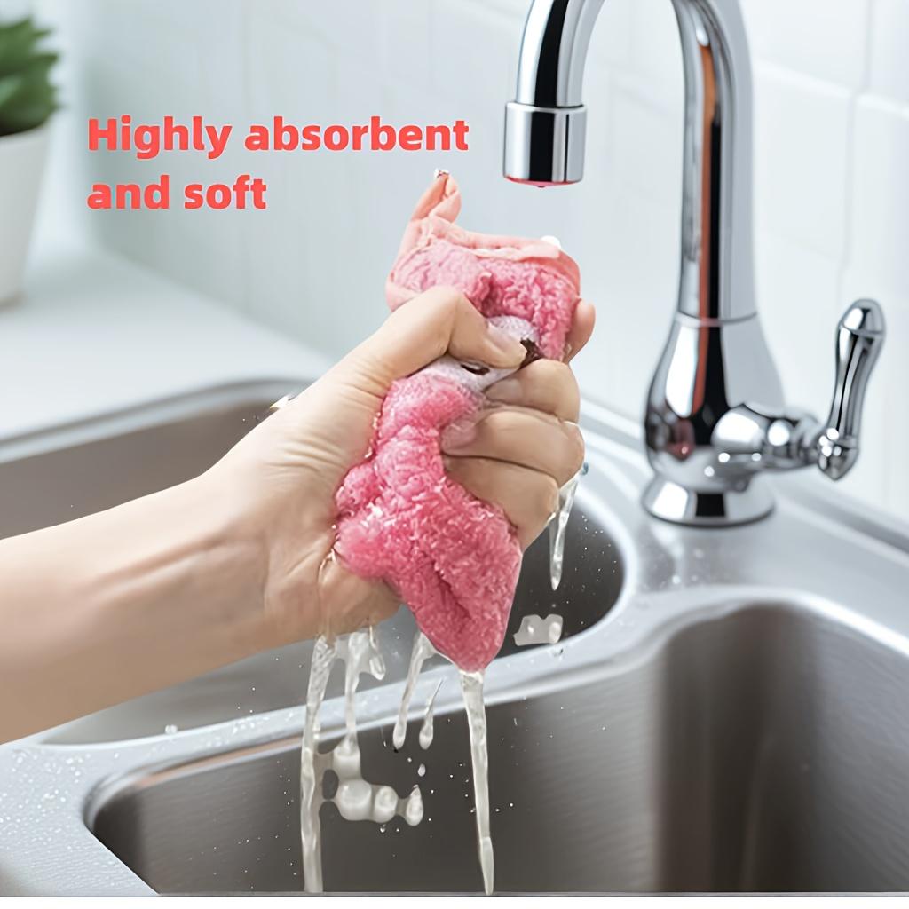 4pcs Cartoon Animal Towels Soft Coral Fleece, High Absorbency, Fade-Resistant,Modern Style,100% Polyester,Cute Animal Designs for Kitchen Bathroom Use