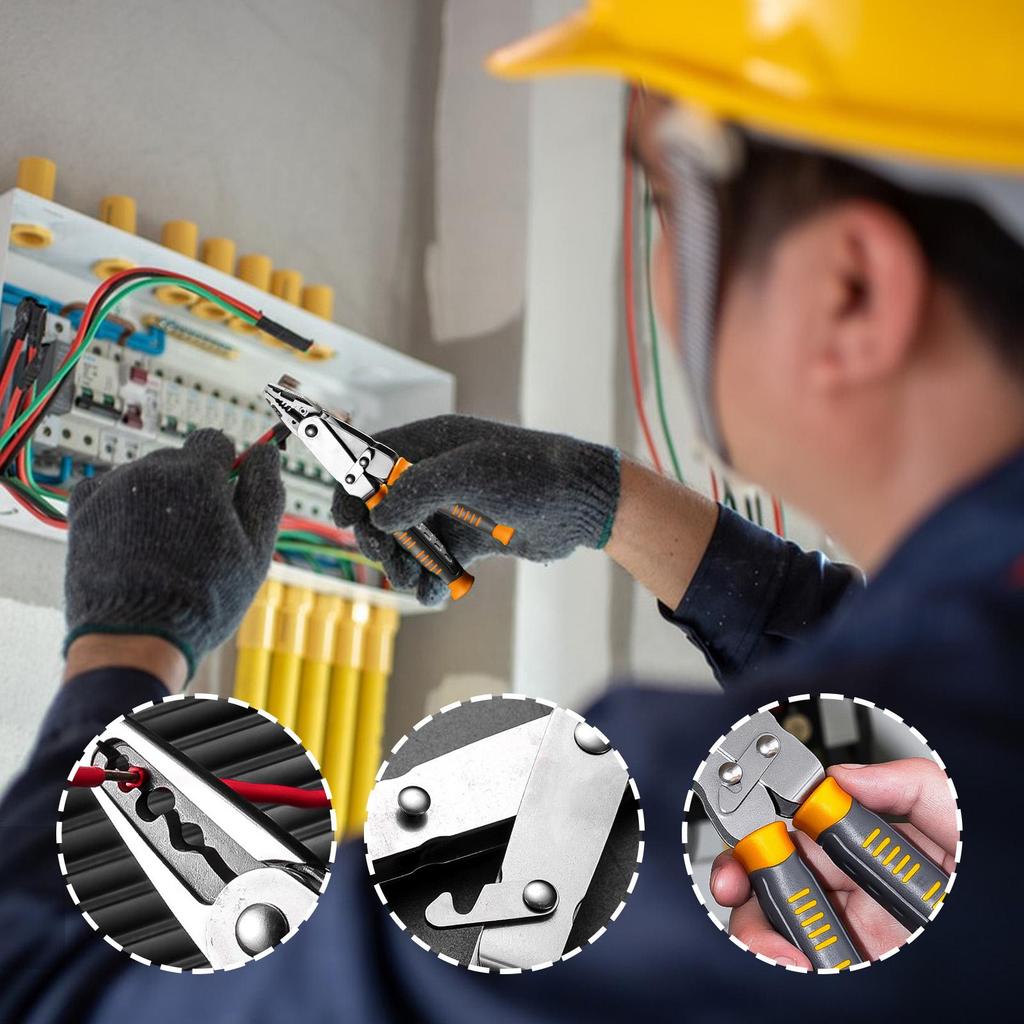 Electric Wire Stripper 2-in-1 Shears Tool Cutting Nipper For Electrical Work Stripping Cutting Crimping Peeling Wires Cables