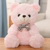 Cute Teddy Bear Plush Toy With Checkered Bow Decoration For Kids Gift Birthday