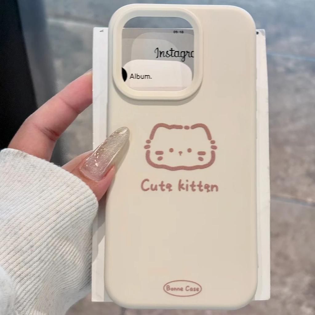 Simple line cat is suitable for iPhone16/17pro mobile phone case Apple 14 liquid 13 Korean 12 cartoon 15