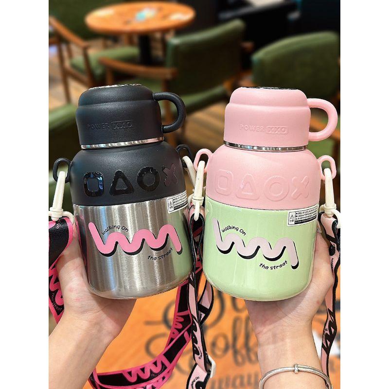 Large Capacity Thermos Cup for Girls with Lid and Filter, Portable Tea Cup for Children and Students, Suitable for School Use, Large Insulated Bottle