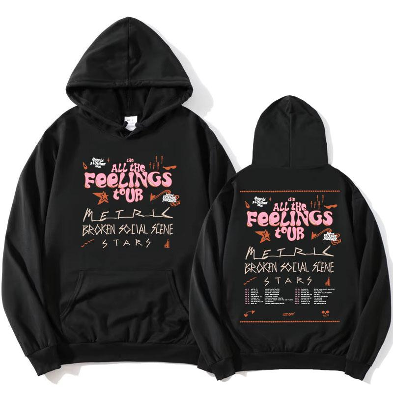All The Feelings Tour 2026 Hoodies Metric Broken Social Scene and Stars Sweatshirt Fleece Long Sleeve Female Hooded Pullovers XS