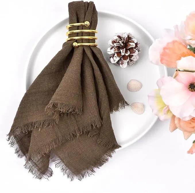 50PCS Wholesale Gauze Cotton Napkin 32x32cm Baby Blue Tea Towel Reusable Wedding Party Christmas Table Decor Burrs Napkins
