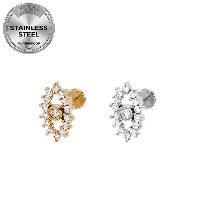 Gatte European Cross 316L Stainless Steel Eye Butterfly Knot Ear & Lip Stud