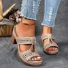 Summer Sexy Banquet High Heel Sandals     Roman Soft Lightweight Hollow Metal Beach Slippers for Women