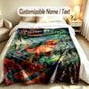 Dinosaurier-Thema Weiche Decke Personalisierter Benutzerdefinierter Name Textdruck Warme Decke Haus Sofa Schlafzimmer Dekor