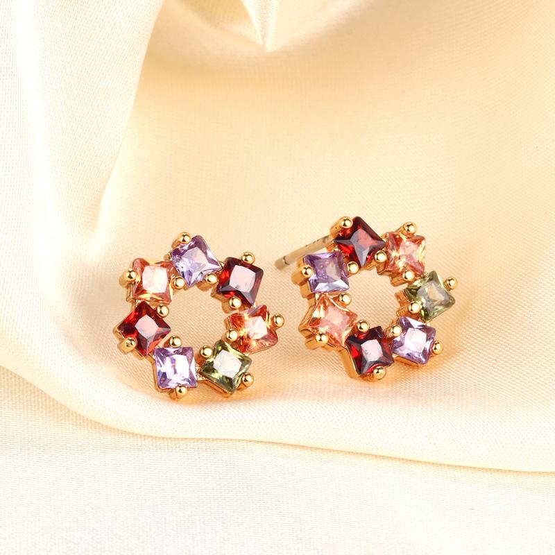 Hot-selling European and American style natural color treasure round ring earrings, small fragrant style earrings