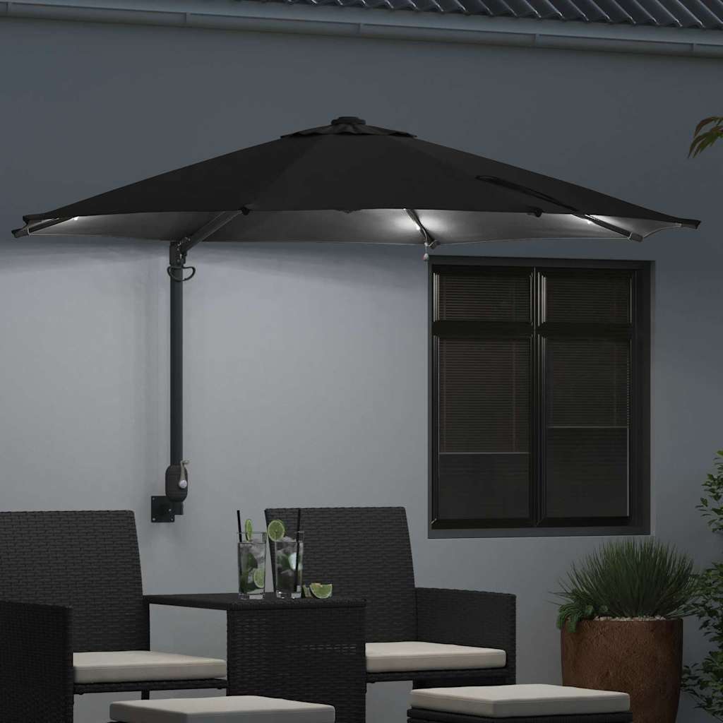 Garden Sun Umbrella Black 248 x 248 x 148 cm