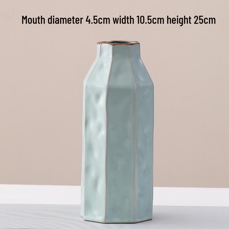 Elegant Celadon Vase: Classical Ru Kiln Ceramic for Hydroponic Flower Arrangements and Living Room Decor