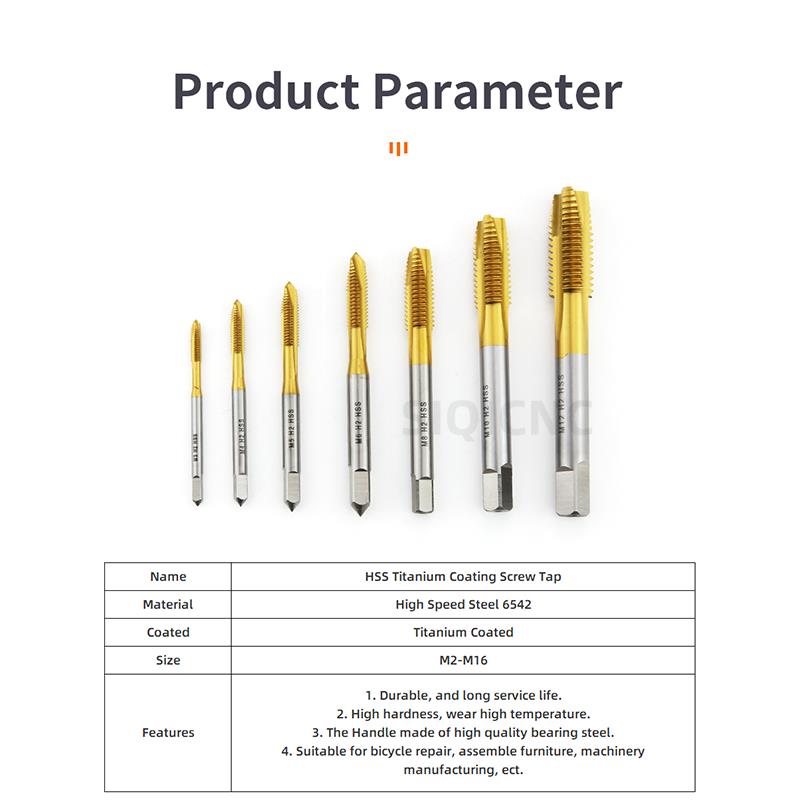 HSS Titanium Coating Screw Tap Drill Bit M2 M2.5 M3 M3.5 M4 M5 M6 M8 M10 M12 Metric Straight Flute Thread Tap Hand Tools Thread Lock3