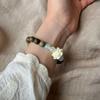 Natural Green Sandalwood Lotus Bracelet: Unisex Design with Wénwán Prayer Beads