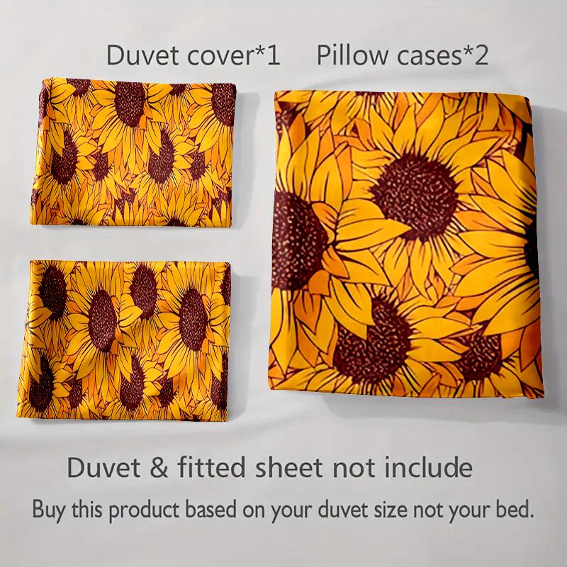 Sunflower floral pattern. Bedding Duvet cover sets Duvet covers Pillowcases gifts (1 * Duvet Cover 2 * Pillowcases, without duvet insert)