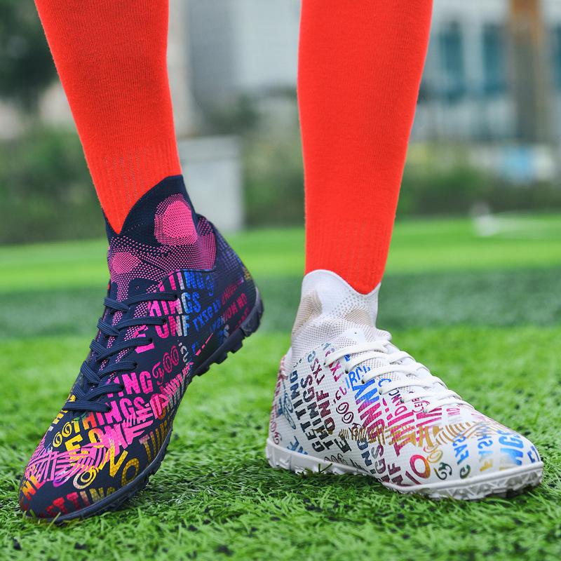 English Alphabet Mandarin Duck Football Shoes Men's High-top TF Broken Nails AG Long Nails Youth Children's Grass Competition Training Shoes