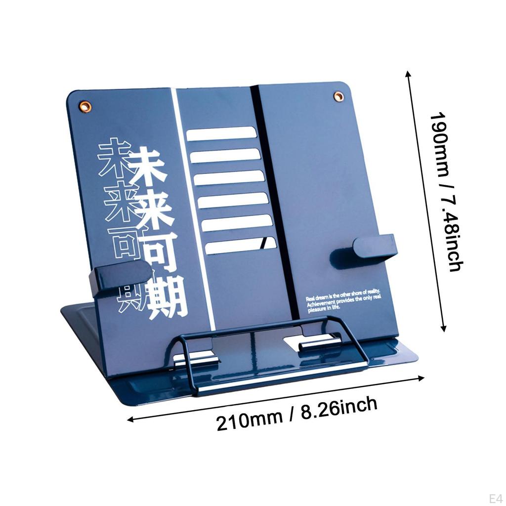 Book Stand with Page Clips Decor Tabletop Rack for Recipes Textbooks Kitchen
