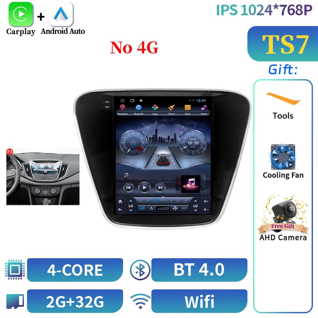 9.7inch Android 14 Car Radio Multimedia For Chevrolet Cavalier 2016-2019 Navigation Wireless BT Carplay Stereo Head Unit Screen